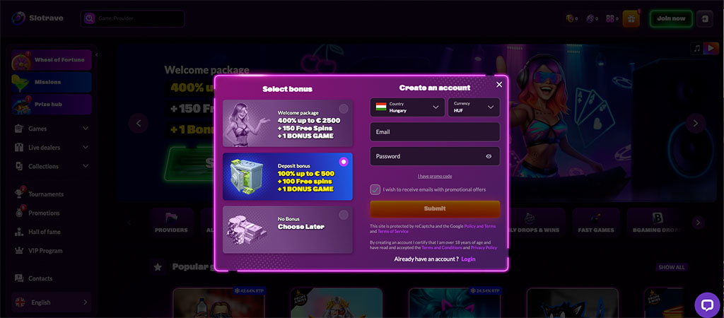 Slotrave Casino Payment, bonus offers in Germany