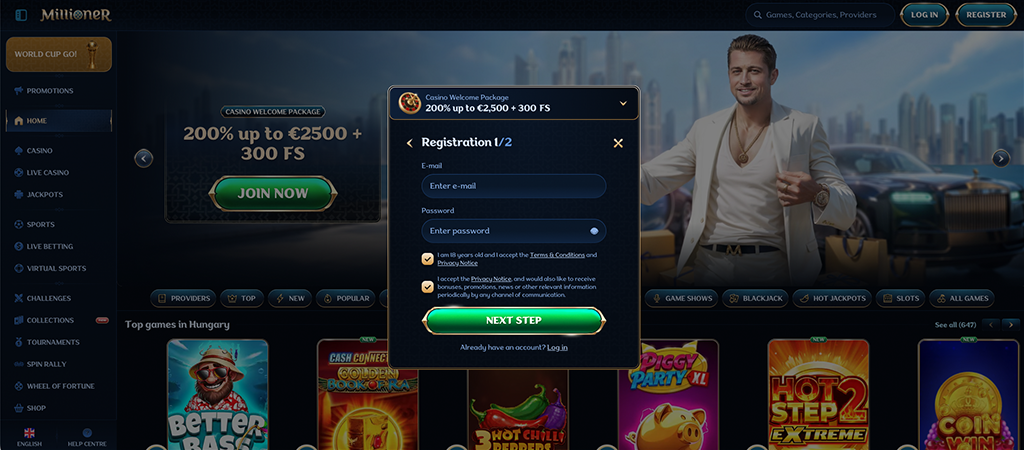 Sign up easily on the Millioner Casino Website