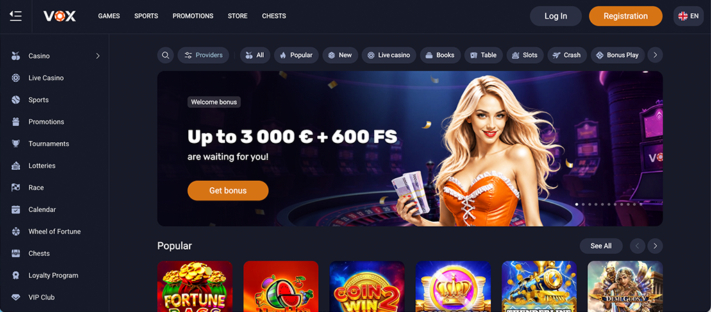 Vox Casino, Casino Games and Sports Betting
