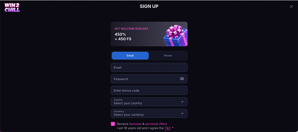 Win2Chill Casino Online, register, costumer support